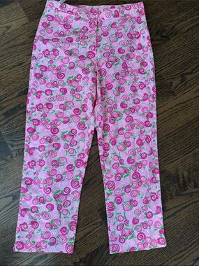 Lilli Pulitzer Pink Swirl Pattern pants COTTON Sz  4